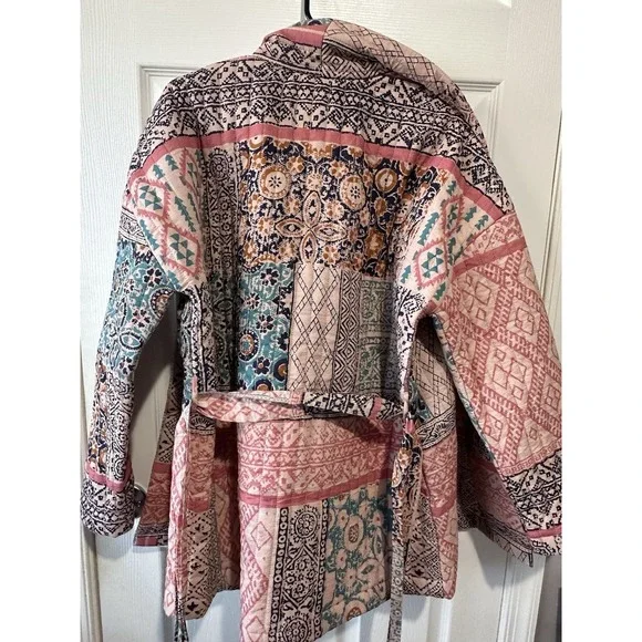 Julia Amory Hazel Wrap Jacket Rose Kilm Patchwork Womens M - Picture 12 of 15
